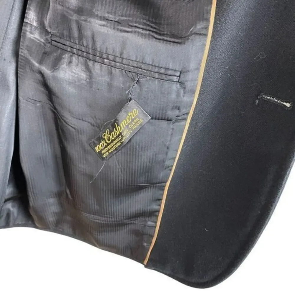 Hart Schaffner Marx‎ Gold Trumpeter Cashmere Blazer Jacket Sport Coat 44R Black